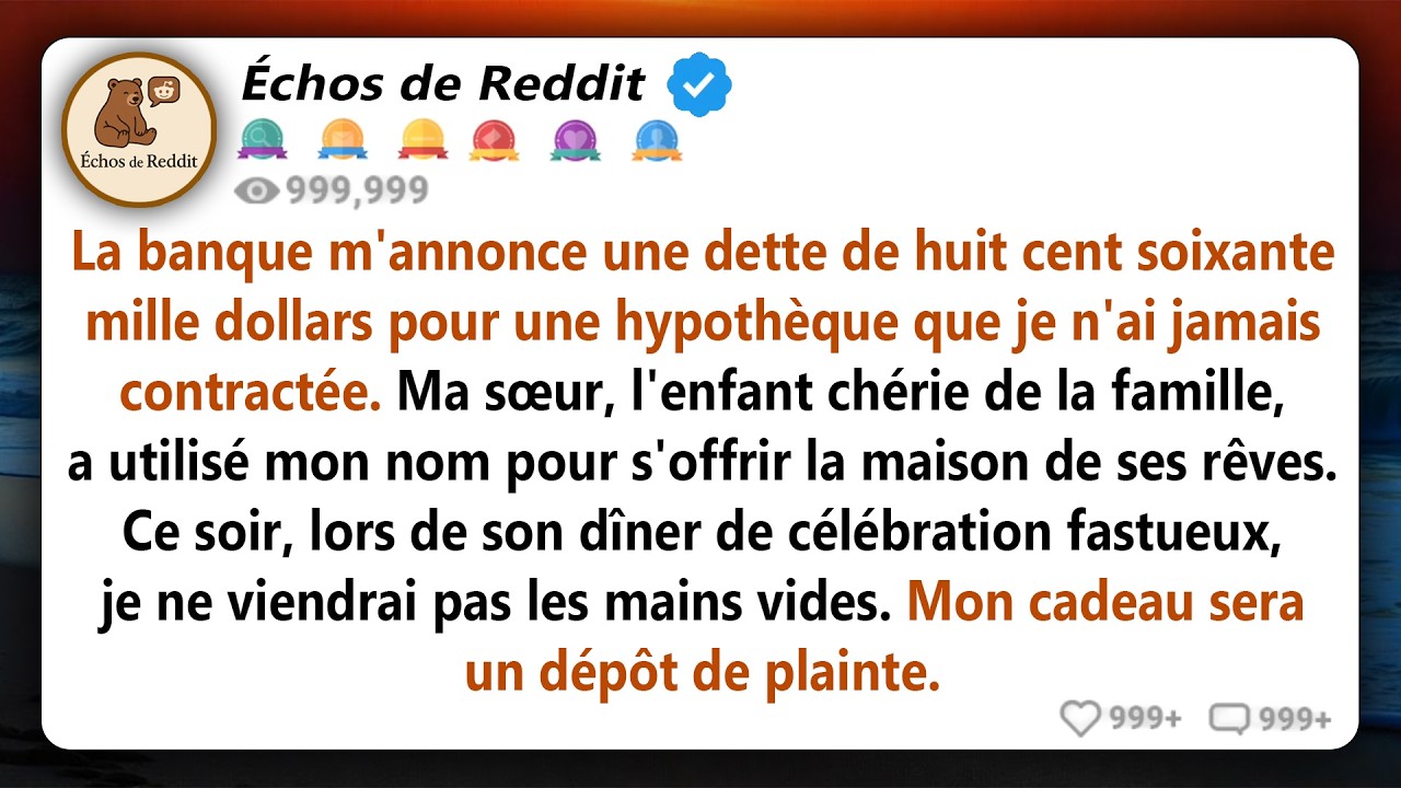Ma sœur a utilisé mon nom pour acheter la maison de ses rêves. Pendant le dîner, j'ai fait glisser..
