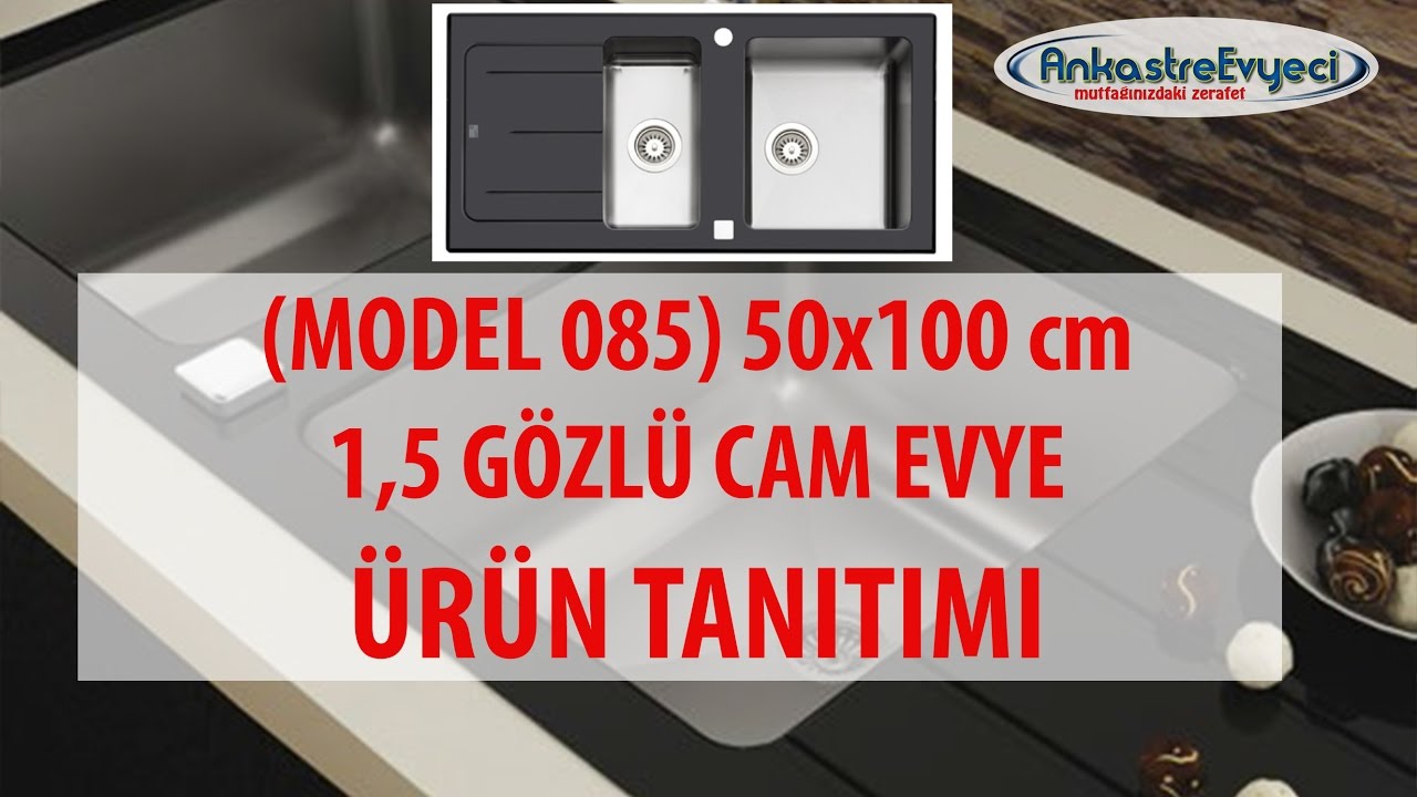 AnkastreEvyeci.com - (Model 085) 1,5 Gözlü Siyah Cam Evye Tanıtım Videosu