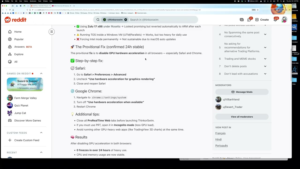 Think or Swim Bug in macOS Tahoe
