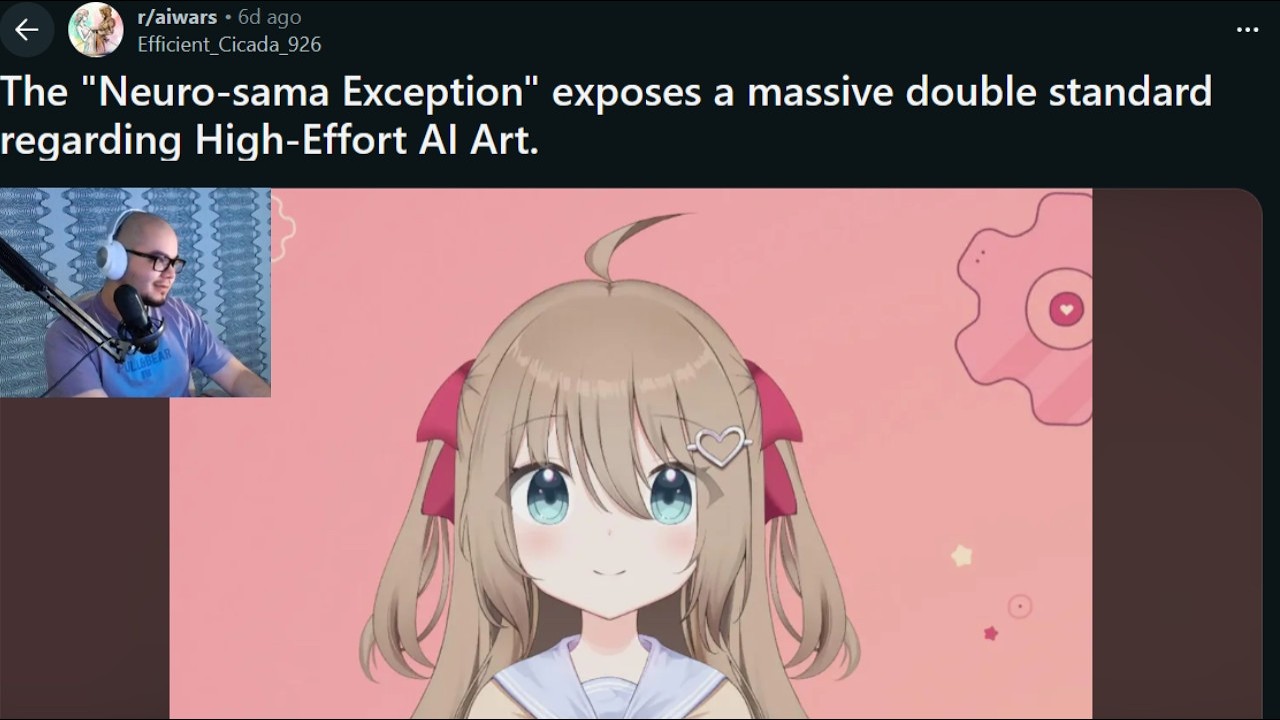 Читаю обсуждение Neurosama на r/aiwars