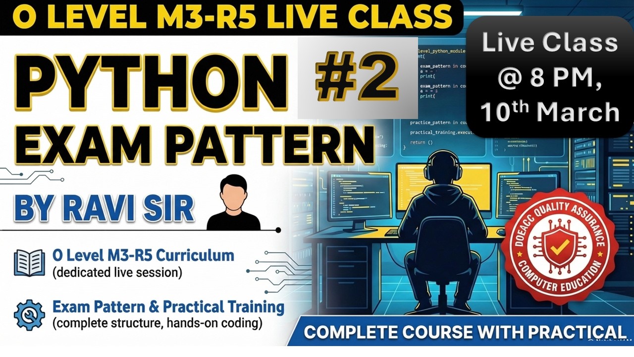 O Level M3-R5 Python Complete Live Course | Theory + Practical + MCQ |Class 2 | #APTINSTITUTE