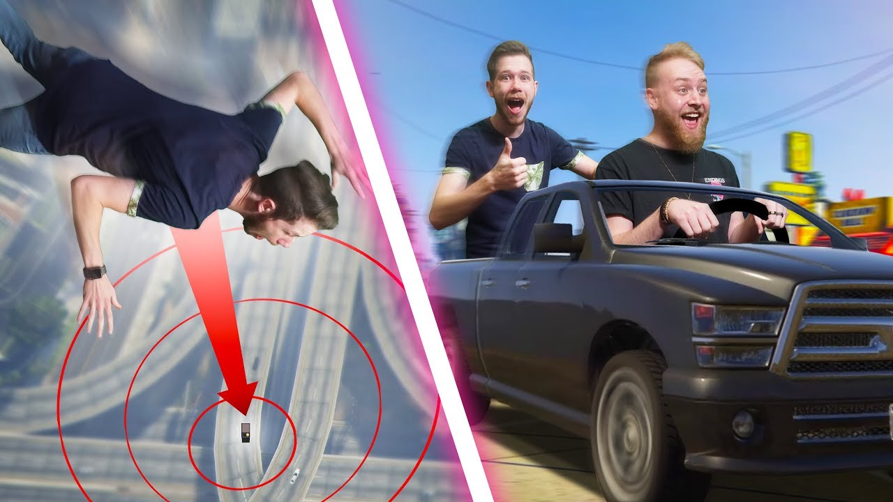 SkyDive Into A MOVING TRUCK Challenge! | GTA5