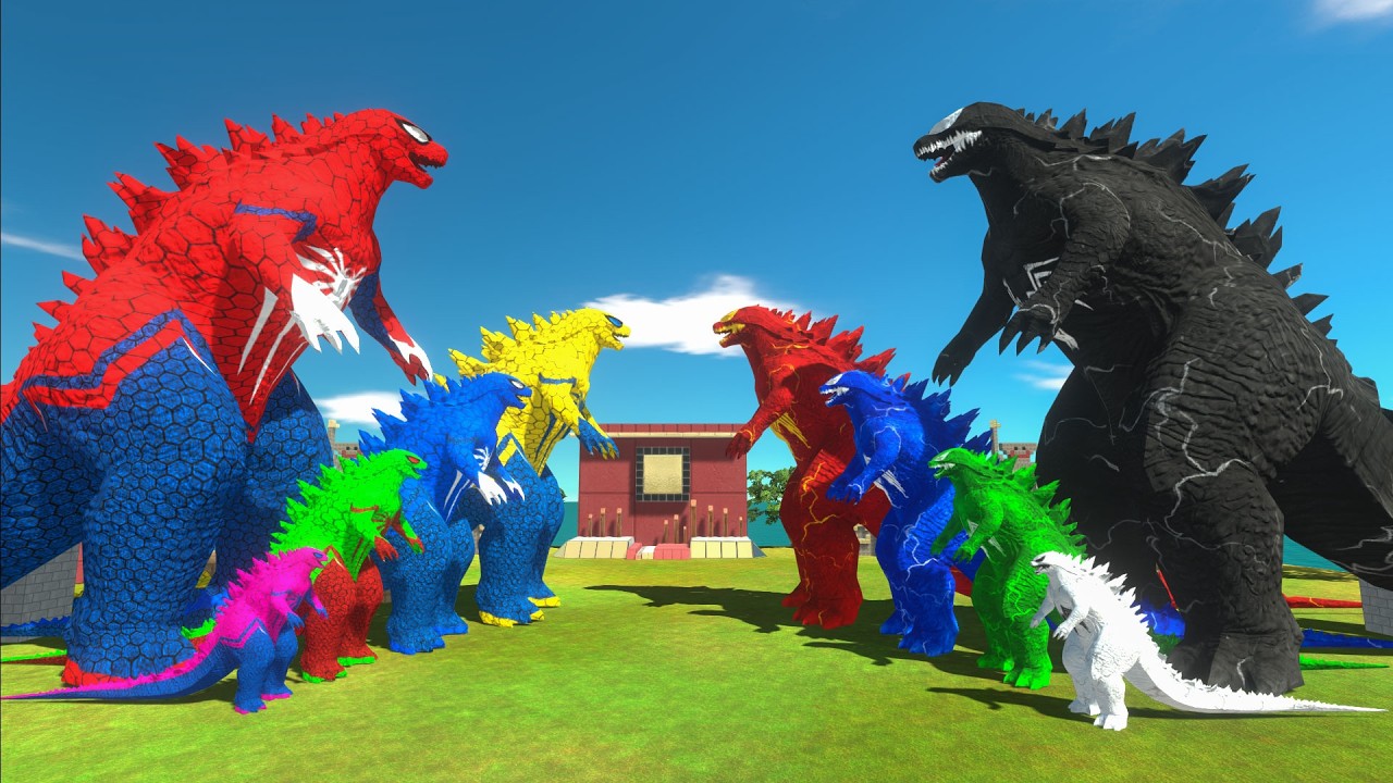 Evolution of Spider Godzilla 2014 VS Evolution of Venom Godzilla - Animal Revolt Battle Simulator