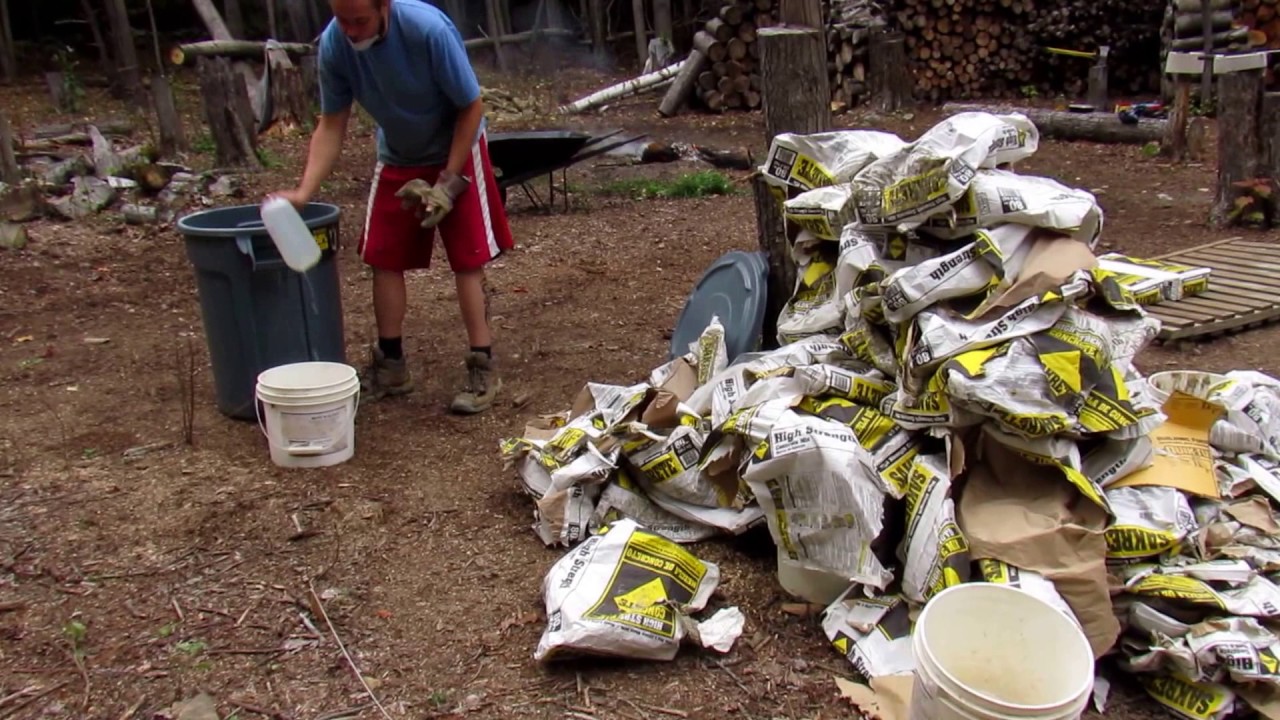 Making concrete footers for 30 foot yurt. Hand mixing. Sonotubes. By hand