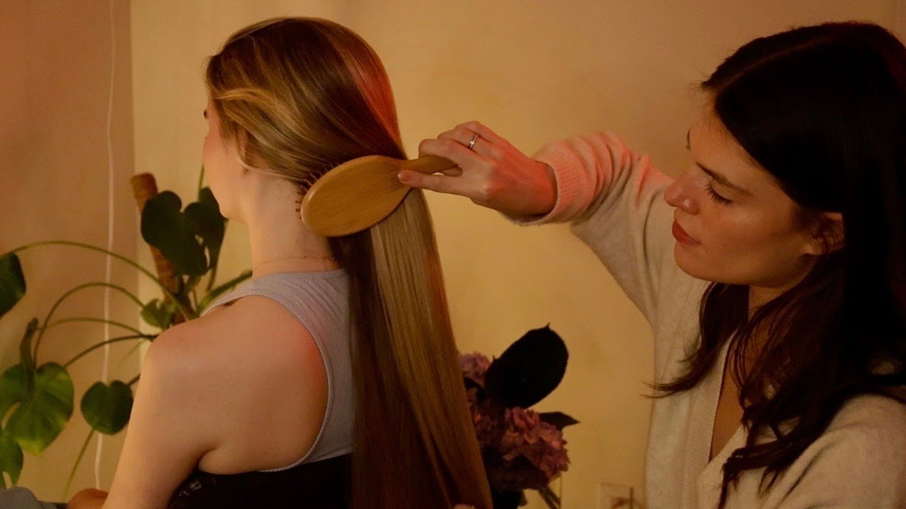 ASMR | Hair Play, Brushing, Back Scratching, & Braiding On Valerie (Whisper, Real Person ASMR)