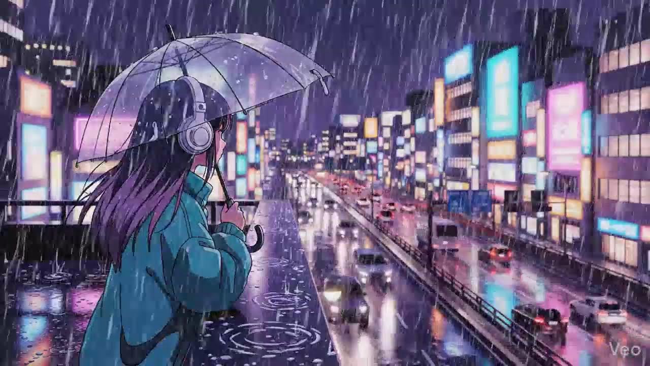 Calm Rainy Night 🌧️ Lofi Chillhop in Japanese Neon City