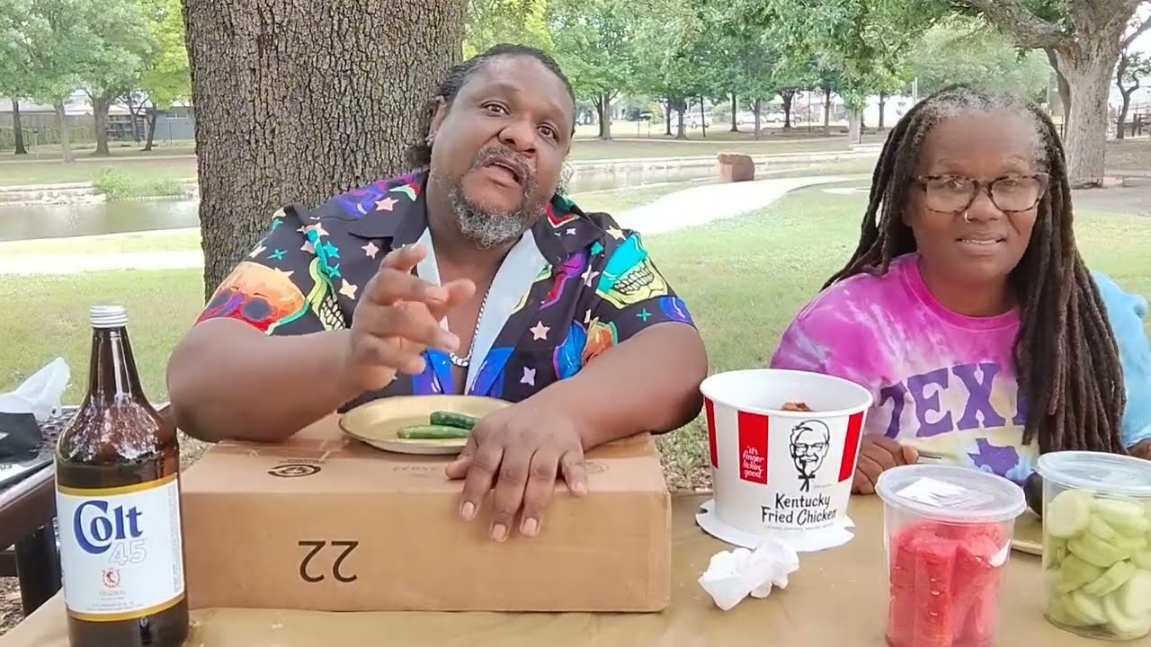 A bucket of Kentucky fried Chicken fried Chicken with a 40oz of COLT 45 I'm doing a YouTube collab 
