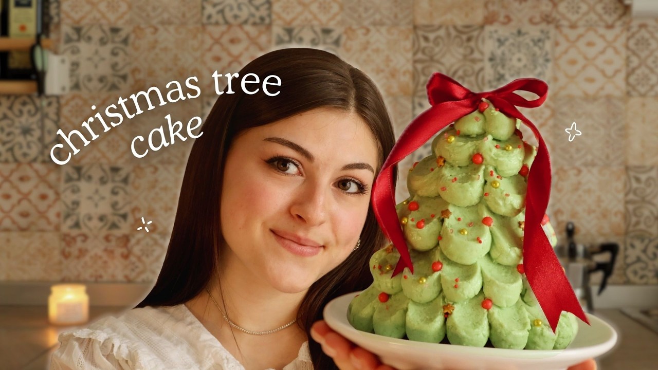 christmas tree cake 🎄 bake & decorate with me 🇬🇧🇮🇹 | gin 🌷