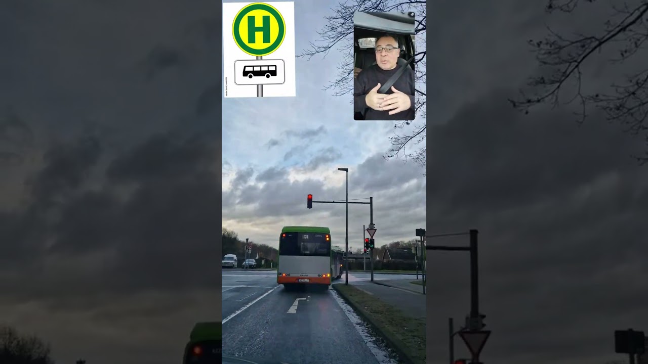 آموزش رانندگی در آلمان. قوانين  در مورد اتوبوس و ایستگاه اتوبوس . Bus/Bushaltstelle