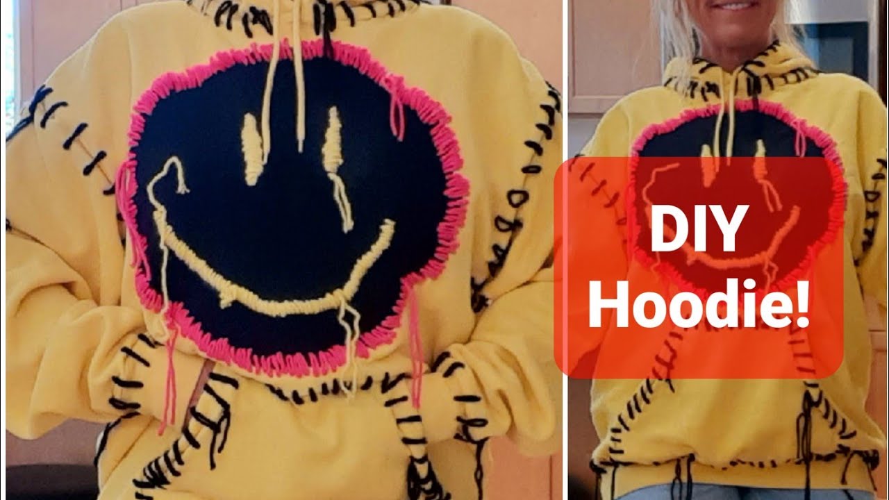 Fun diy on how to decorate and old hoodie or sweatshirt.