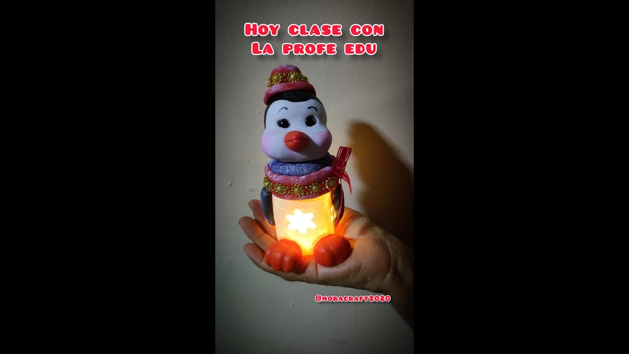 como  HACER un FRASCO RECICLADO  DE PÍNGIUINO NAVIDEÑO-CLASE PRINCIPIANTES EN PORCELANA FRIA