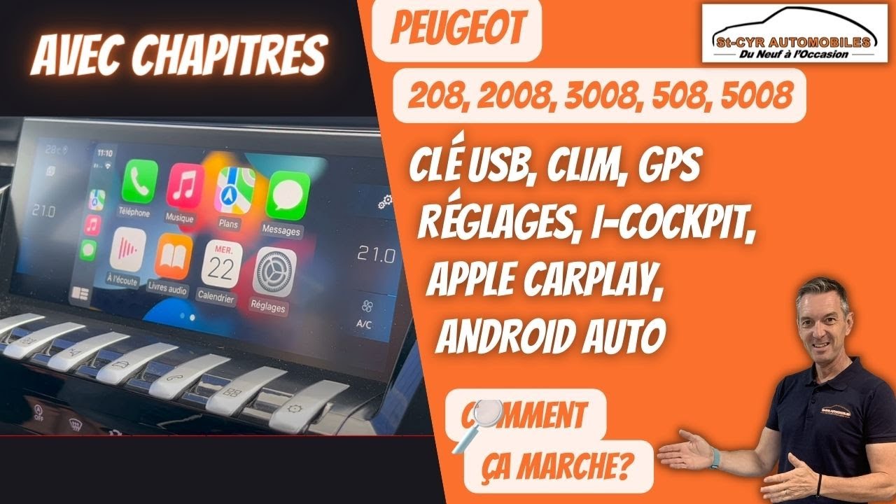 Peugeot Guide complet GPS, radio, Carplay Android auto, paramètres essentiels,208,2008,3008,5008,508