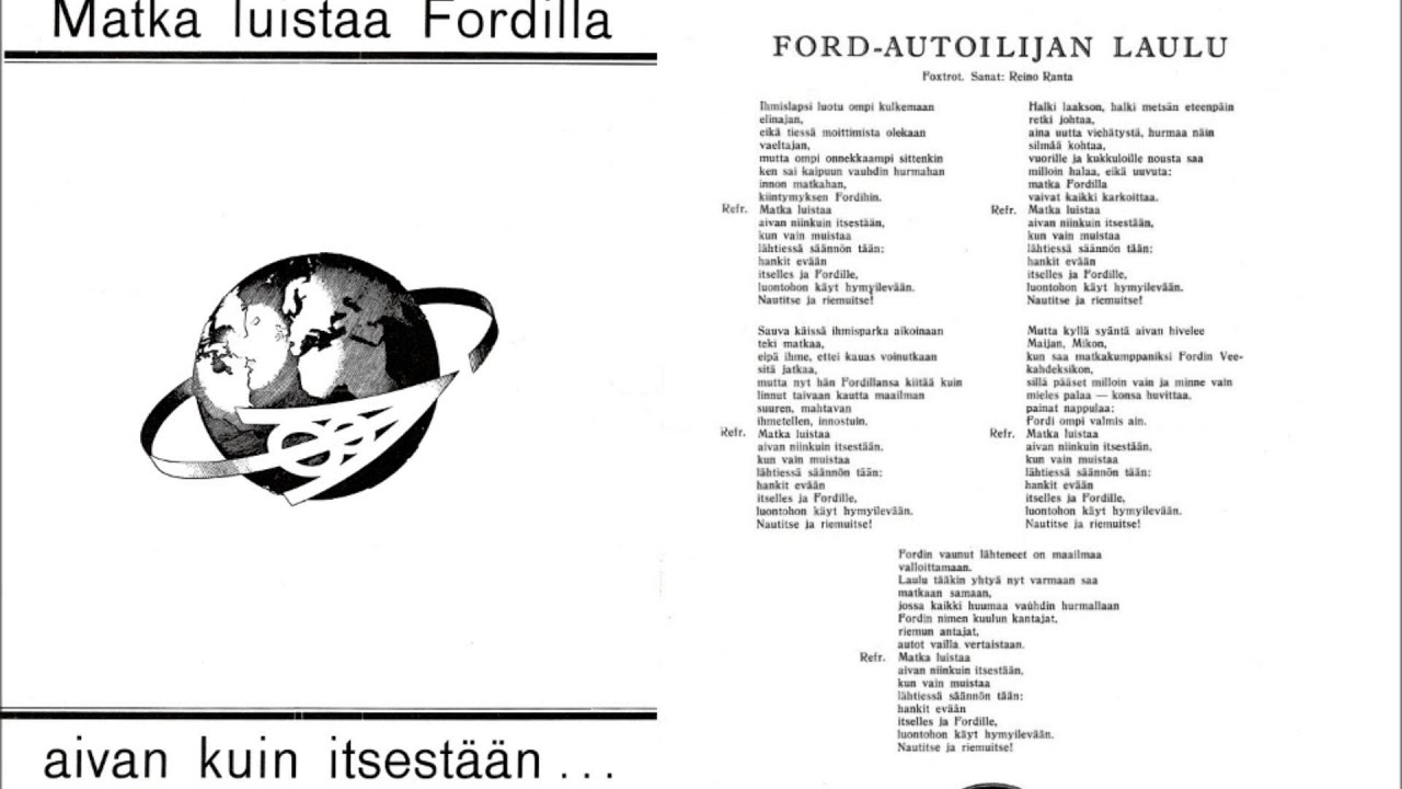 FORD AUTOILIJAN LAULU 1 ja 2 Georg Malmstén ja Dallapé-orkesteri v.1937