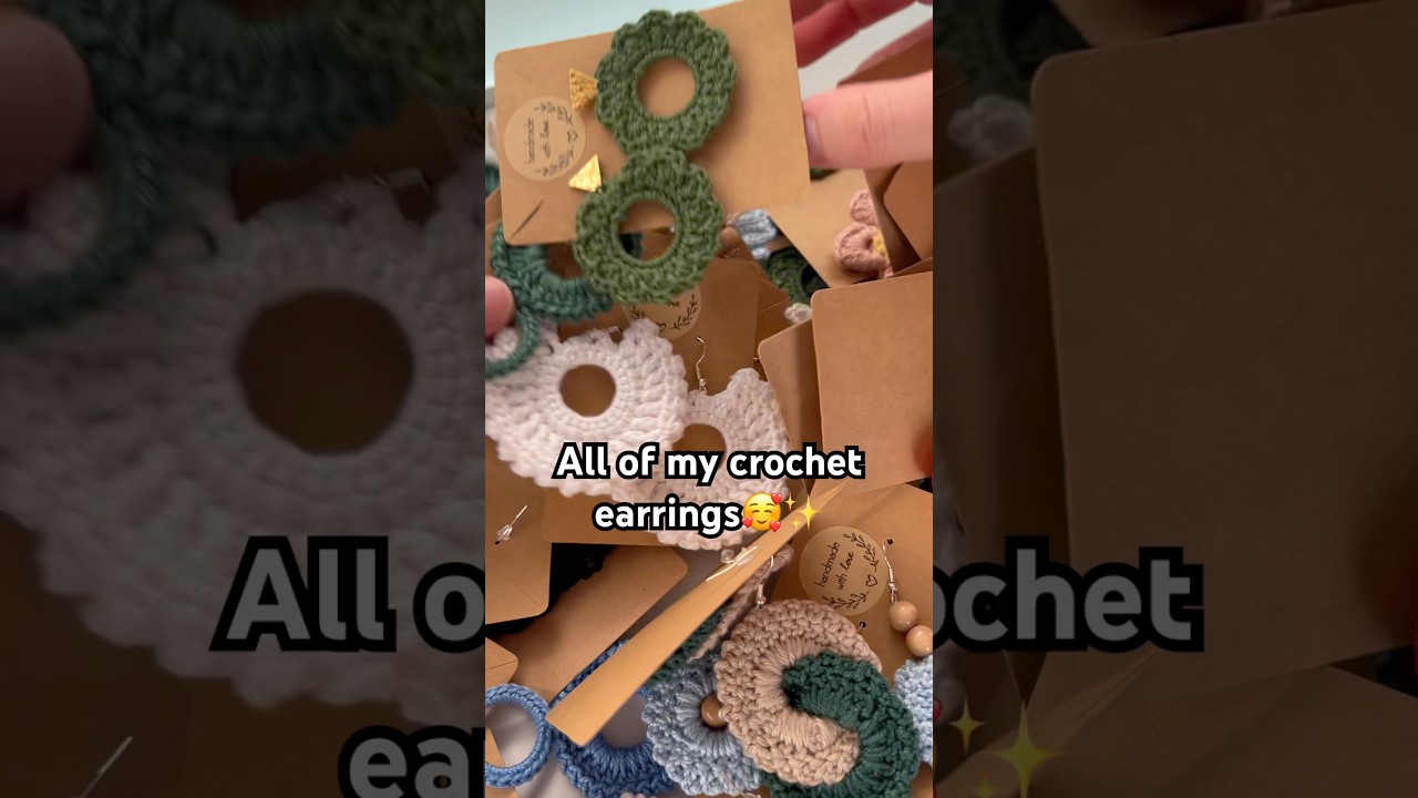 All of my crochet earrings 🥰✨ #crochet #crochet shorts #diycrochet #crochettutorial #shorts
