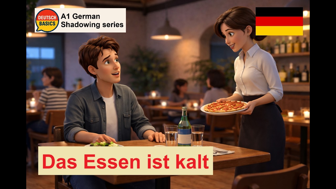 A1 German Shadowing Practice #41 – Food Problem – Das Essen ist kalt