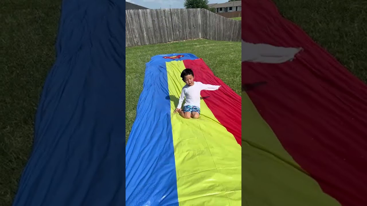 Superman Water Slide for Kids! Backyard Fun!