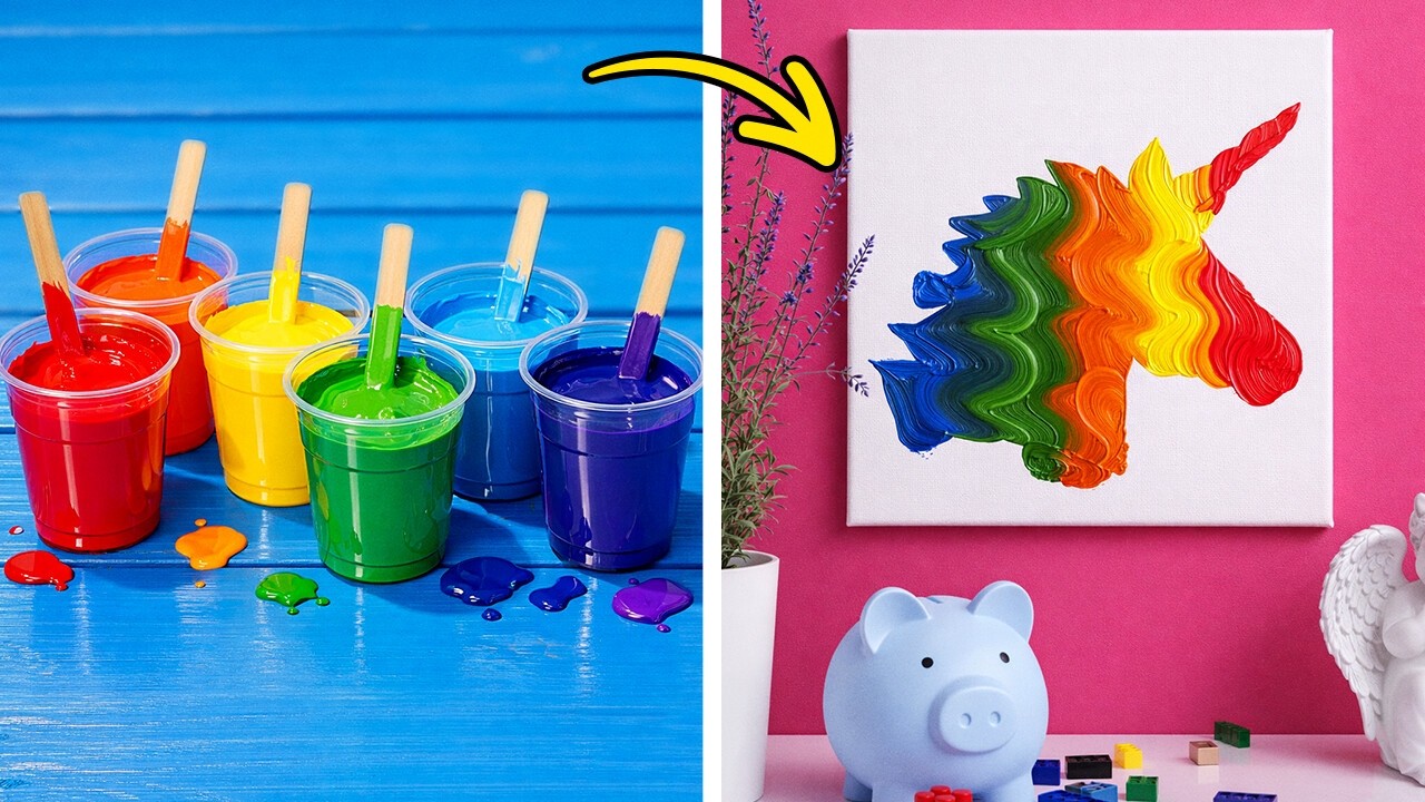 🌈 RAINBOW ART PROJECTS 😍 DIY Colorful Paintings Anyone Can Make 🎨✨