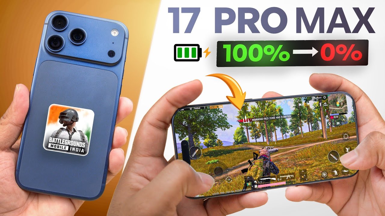 iPhone 17 Pro Max BGMI Battery Drain Test 😱 100% to 0%