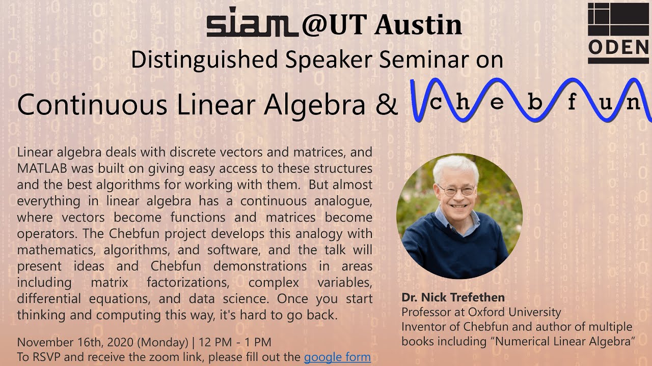 SIAM Distinguished Speaker Seminar by Dr. Nick Trefethen