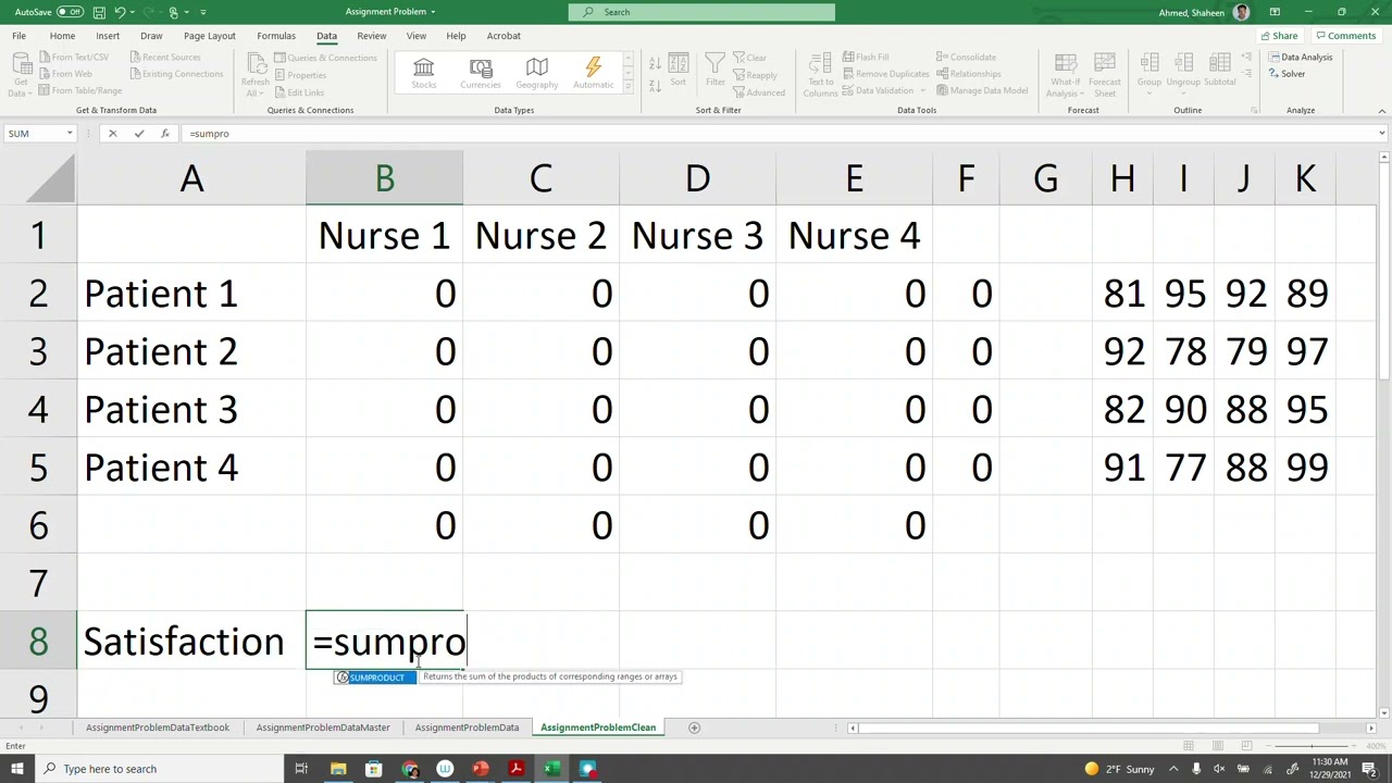 Задача о назначении | Метод | Модель | Алгоритм | Использование MS Excel | Решённый пример