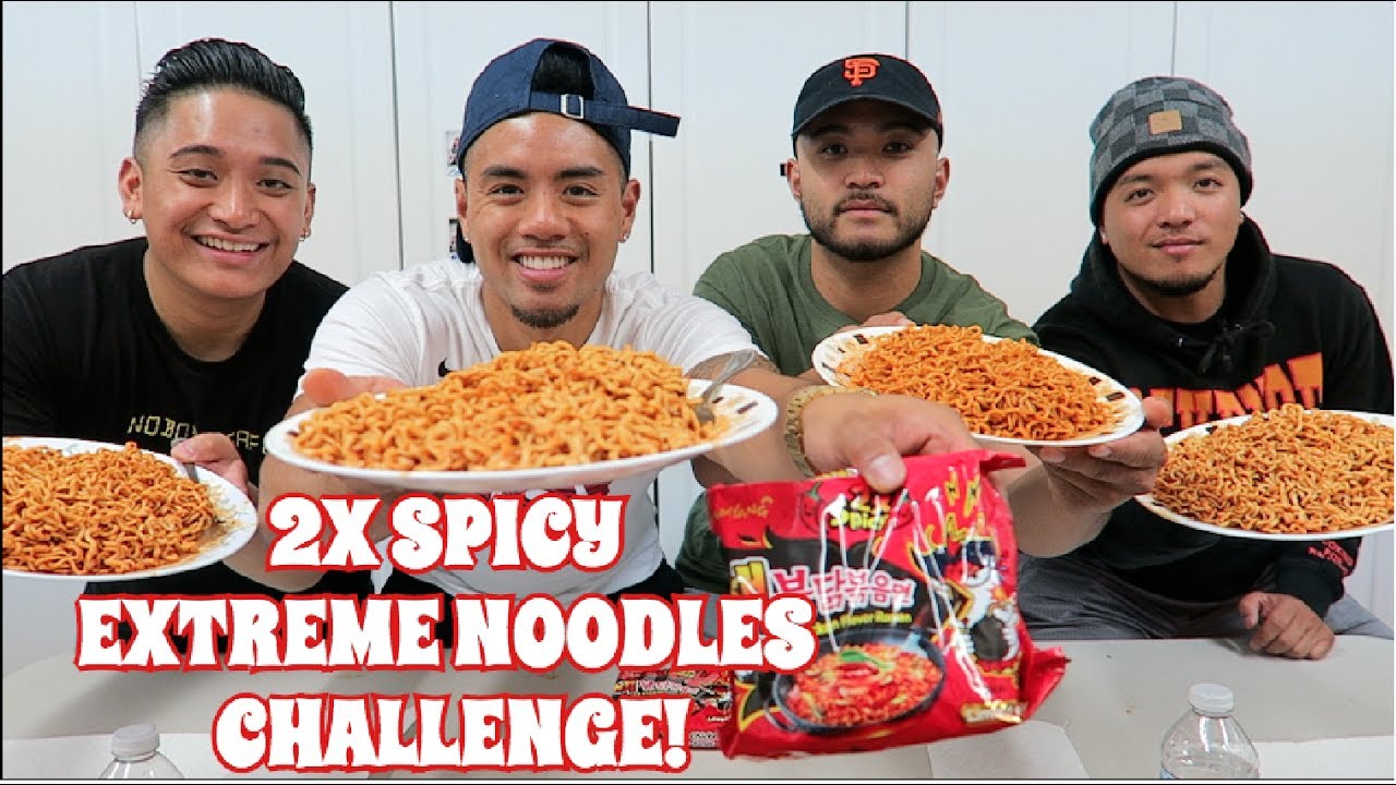 2X SPICY EXTREME NOODLES CHALLENGE! 2 PACKAGES EACH! EAT OFF