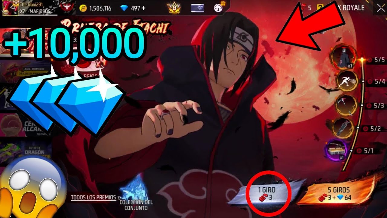 CONSIGUIENDO LA SKIN DE ITACHI EN TORRE DE TOKENS NARUTO X FREE FIRE CAPITULO 2