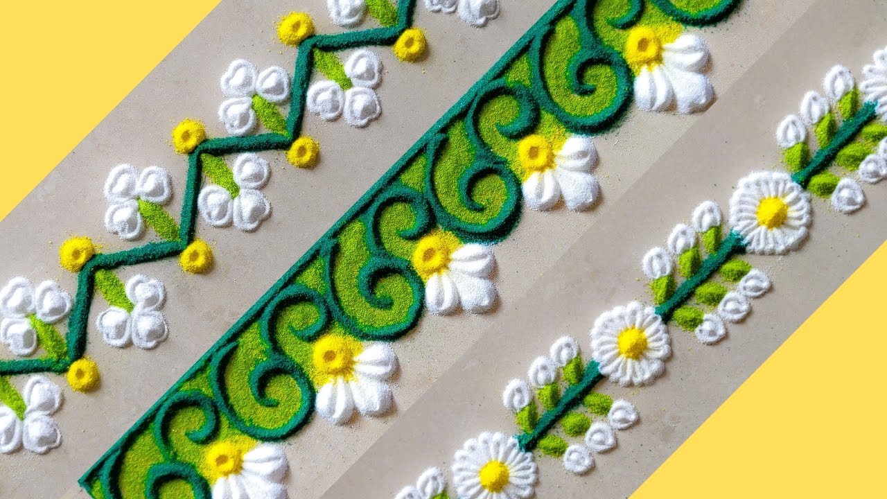 Easy Border Rangoli Designs l Quick and Elegant side borders l Door Border Muggulu.