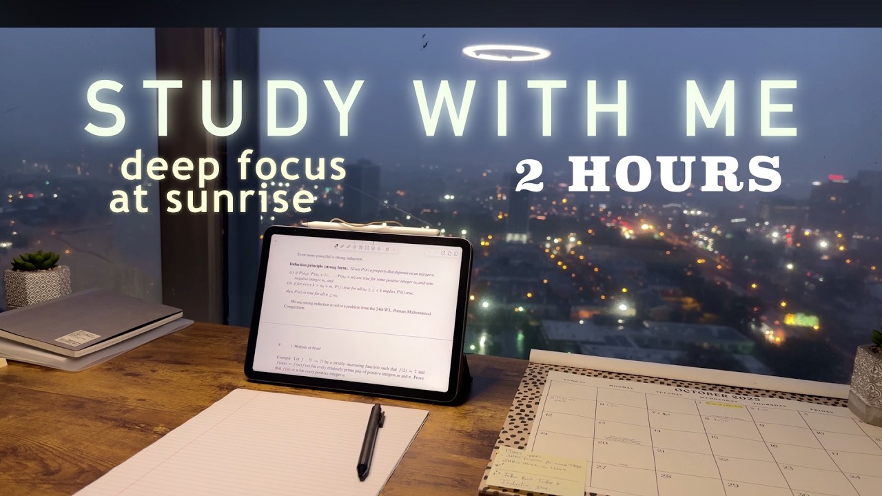 📚 STUDY WITH ME While Fasting During Ramadan 🌙 | 2 HOURS No Break | SUNRISE VIEW| Ramadan Series EP1