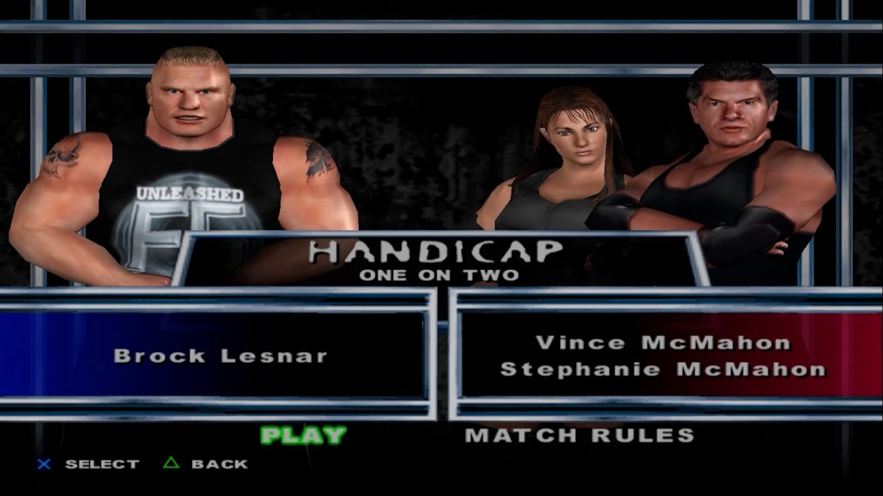 WWE SmackDown! Here Comes the Pain - Brock Lesnar VS VinceMcMahon,StephanieMcMahon (HANDICAP)
