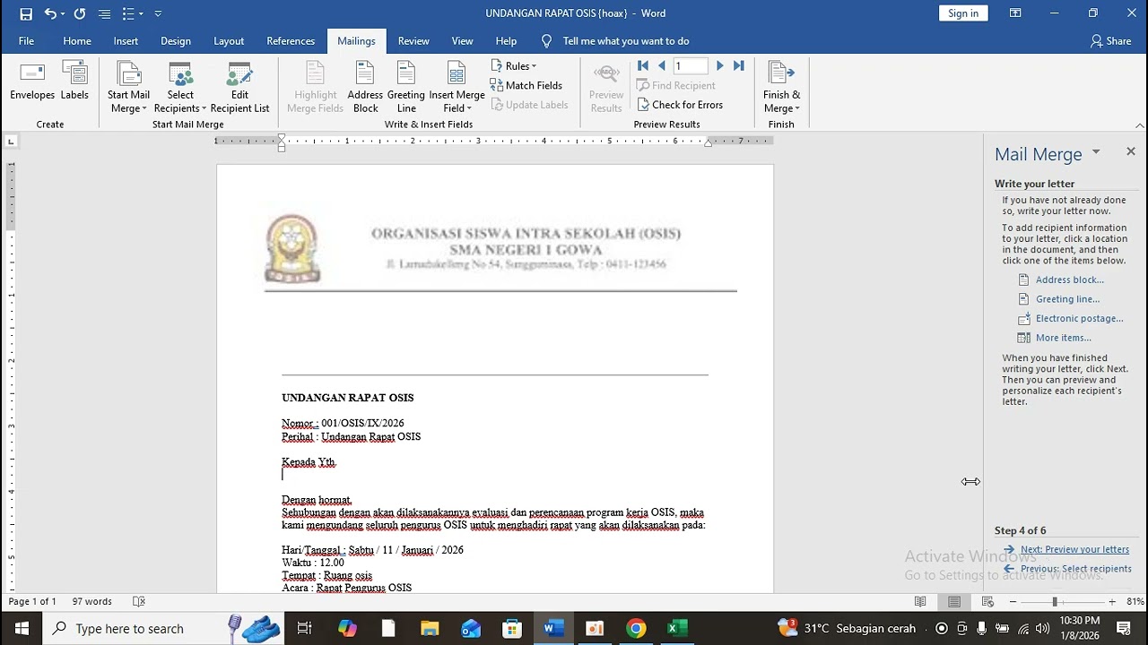 Cara menggunakan mail merge yang baik dan benar 