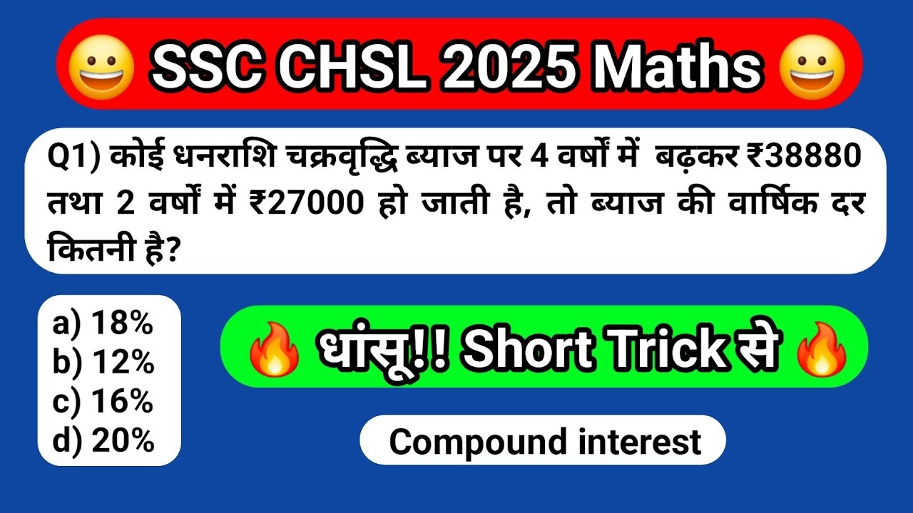 SSC CHSL Maths Classes 2025 || SSC CHSL Maths || SSC CHSL Maths Practice Set