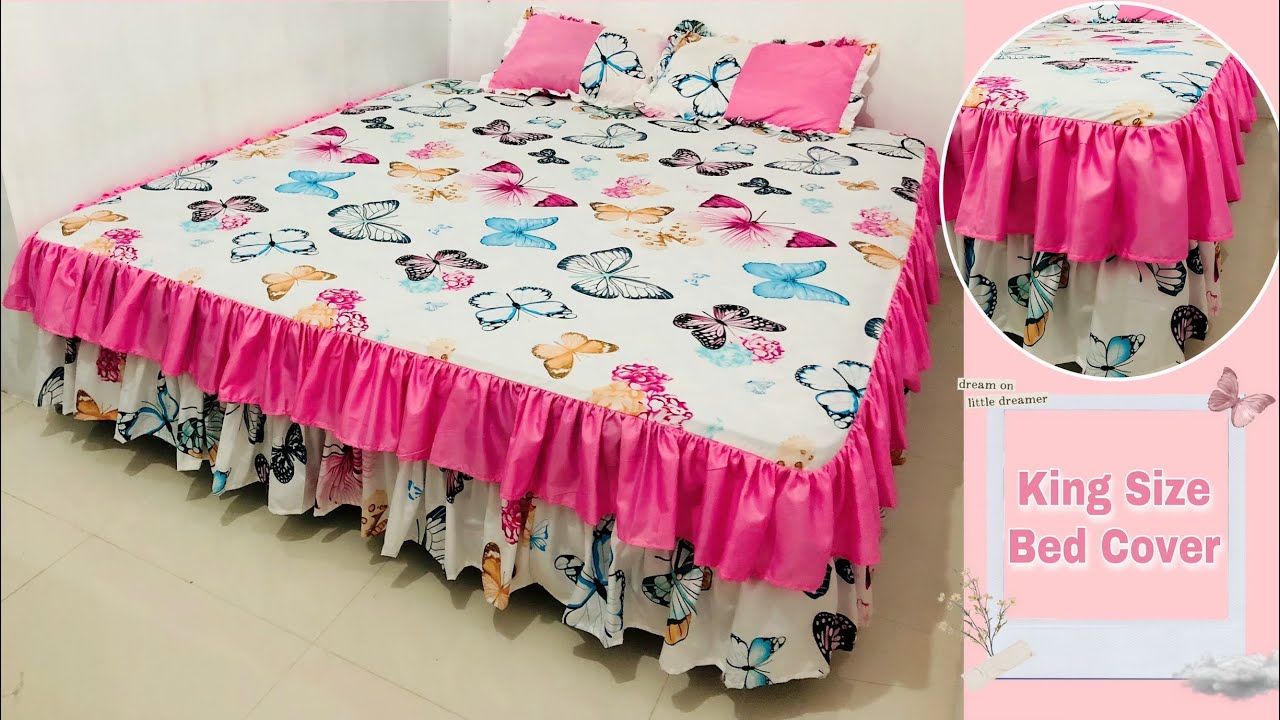 DIY Bed Cover | How To Make A Simple Ruffled Bed Cover | Pink Bedsheet | Friendly Tutorial
