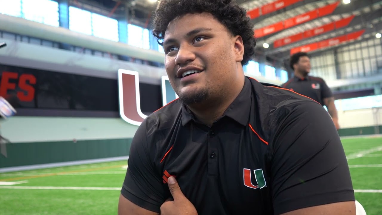 Francis Mauigoa and Frankie Tinilau, Miami offensive linemen talk season, transitioning to college