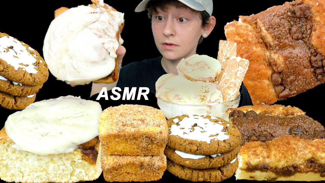 ASMR Cinnamon Desserts *Cinnamon Roll, Coffee Cakes, Oatmeal Cookies, Danish, Ice Cream