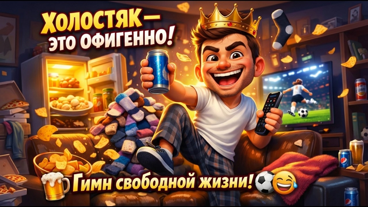 Холостяк — это офигенно! 😎🔥 Гимн свободной жизни 🍺⚽ | Весёлая песня с юмором 😂🎶