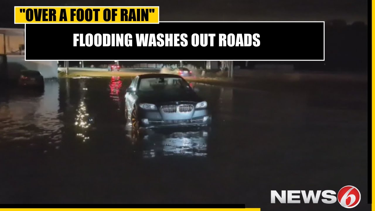 Flooding caused by over foot of rain washes out roads in Lake County