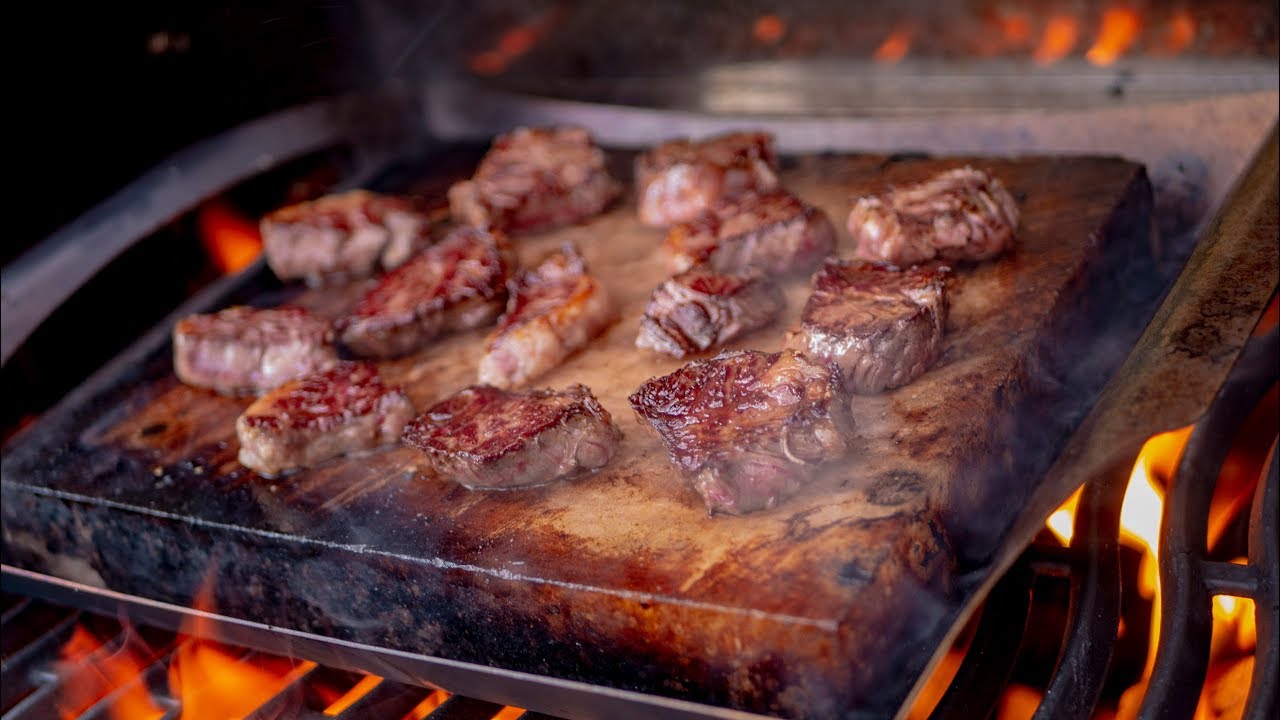 Delicious Salt Block Grilled Steak Medallions