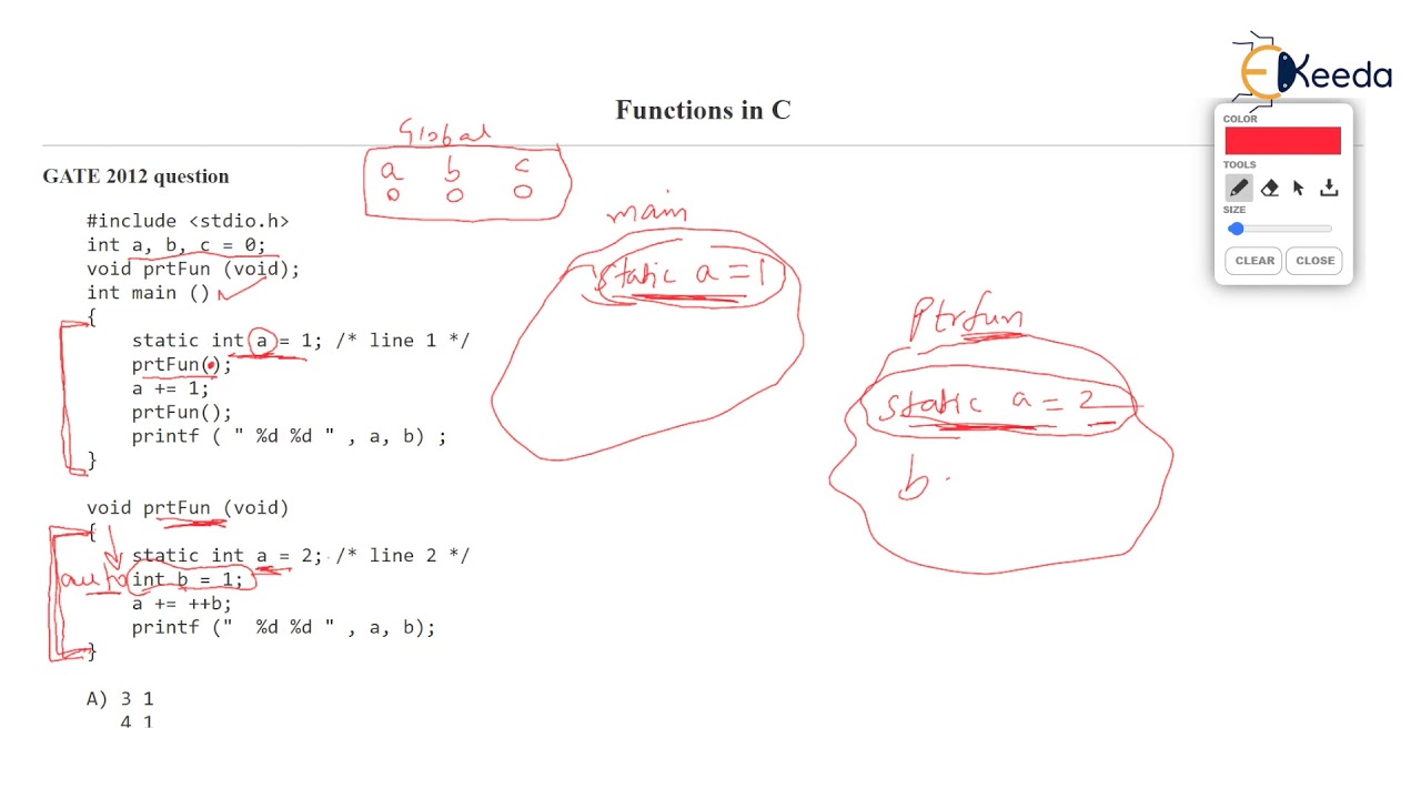 Understanding Storage Class: GATE 2012 Question Explained | COMPUTER SCIENCE ENGINEERING