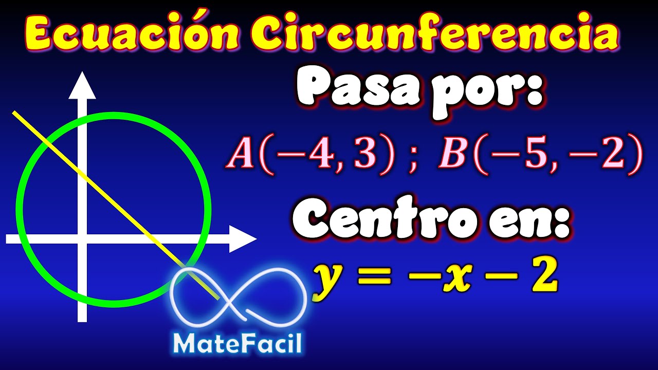 Ecuación de Circunferencia que pasa por 2 puntos, y Centro en Recta dada