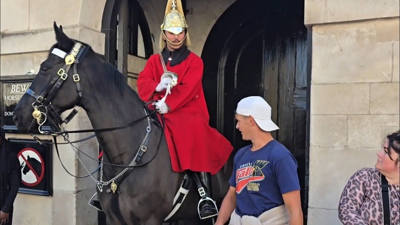 Behind the white lines wants to get a picture. gets a boot in the back 😆 🤣 😂 #kingsguard