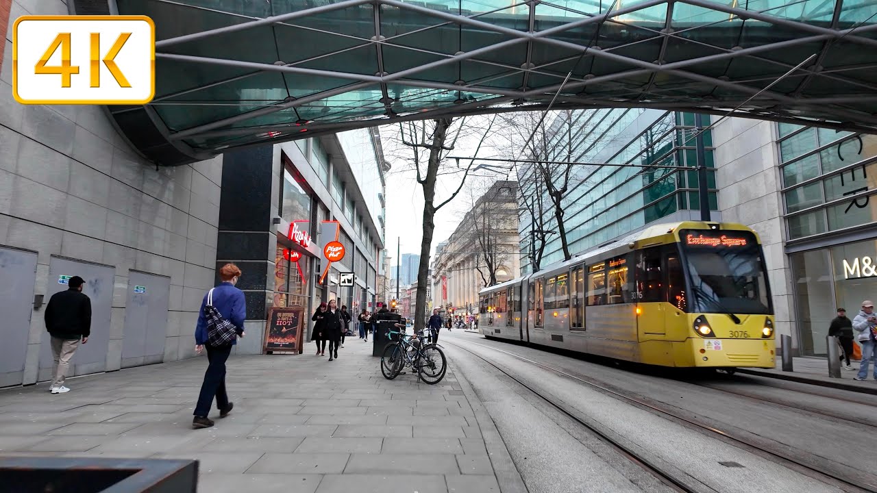 Manchester City Centre Evening Stroll to Piccadilly Gardens