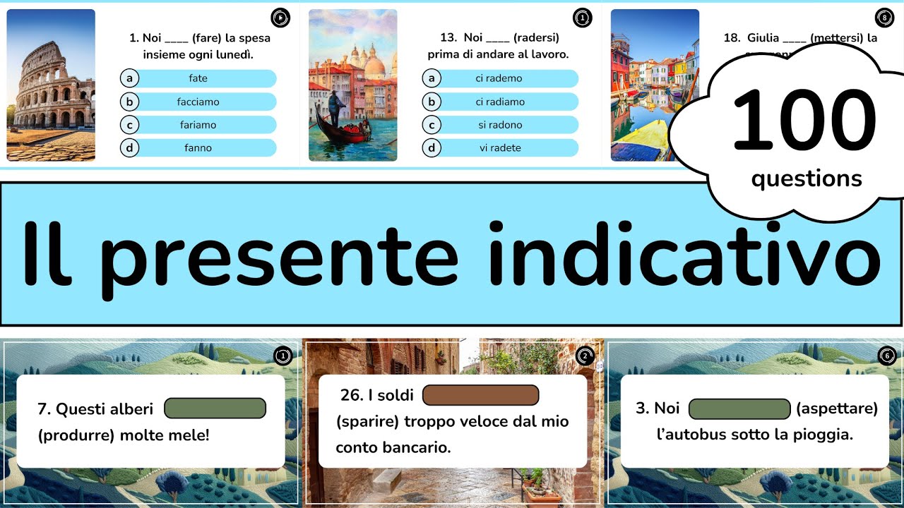 ULTIMATE ITALIAN VERBS CONJUGATION QUIZ (Present tense) - Level A1 / A2 - Beginner Italian #italian