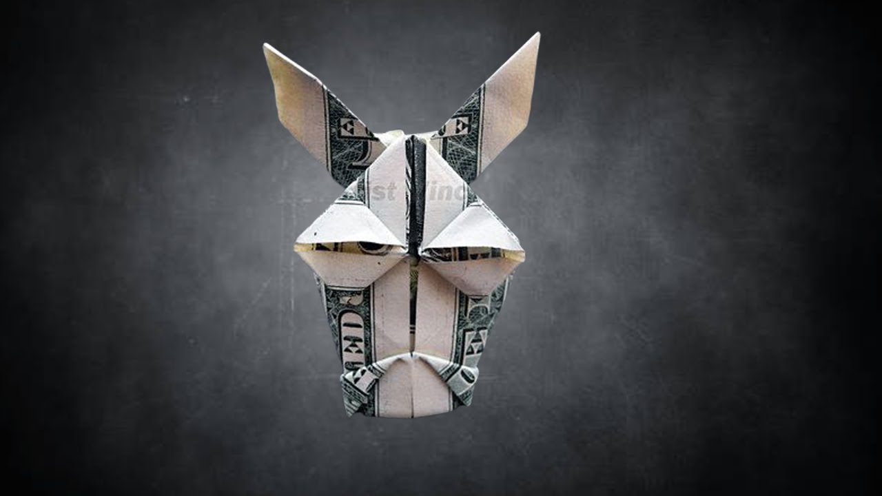 Dollar Money Origami Donkey Tutorial - How to fold Donkey face from US bill