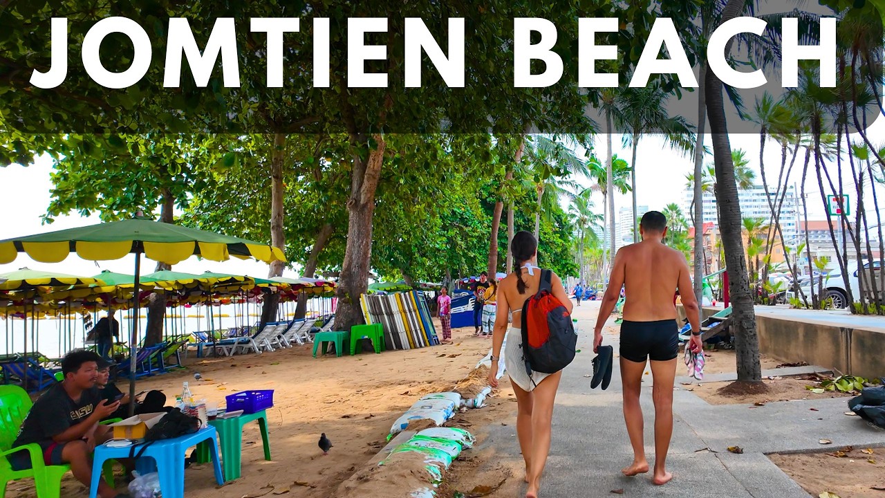 [4K] Walk along Jomtien Beach, Pattaya, Thailand 2024