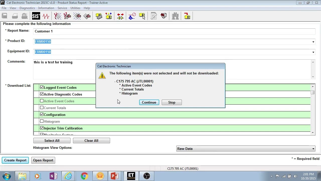 Cat ET Quick Training Product Status Report