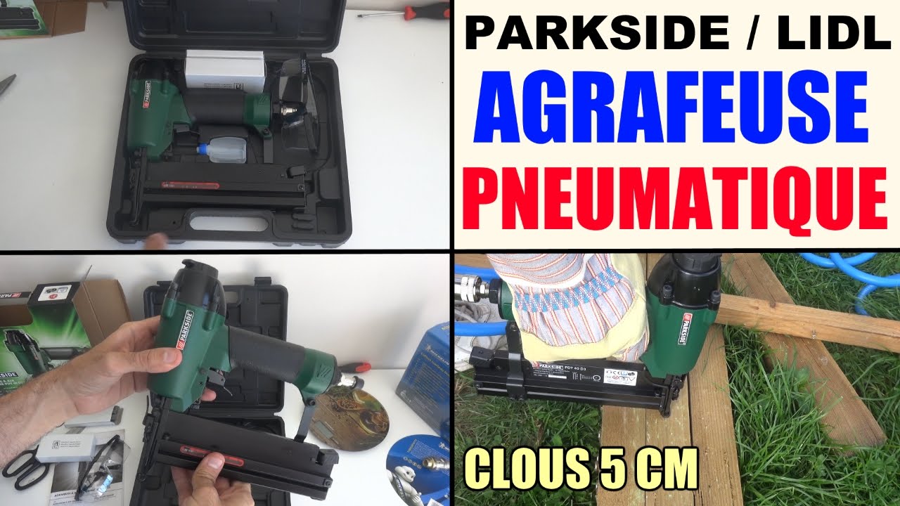 agrafeuse pneumatique air comprime parkside lidl pdt 40 d3 - pneumatic stapler - druckluft-tacker
