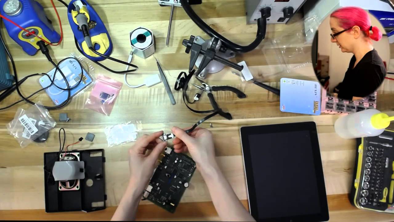 #deskofladyada we take apart a NeXT speaker! @adafruit LIVE