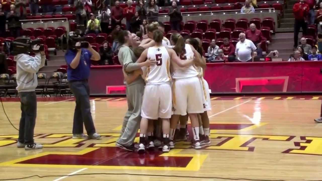 Iowa State Basketball Player Engaged at Half Court After Win