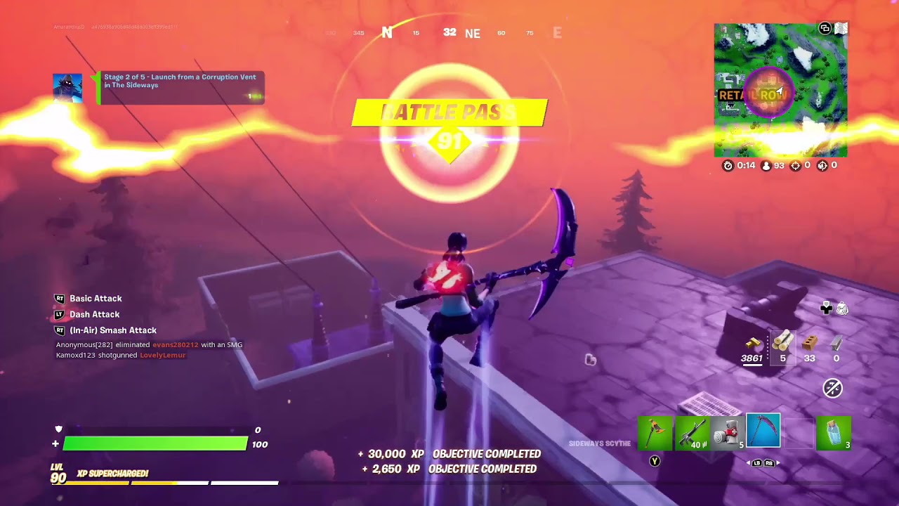 FORTNITE Raven Quest Stage 2 - Launch from a Corruption Vent in the Sideways | Gameplay Walkthrough