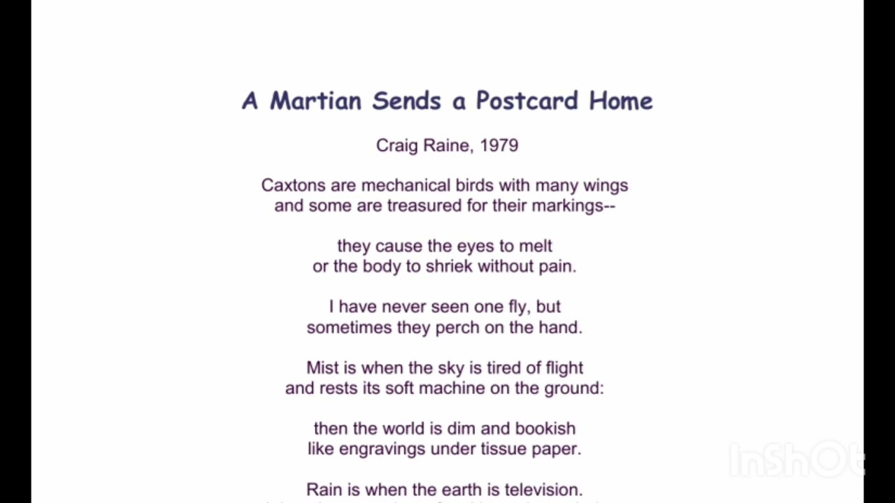 A Martian sends a postcard home in Tamil. M. A english /NET/ Pg trb 
